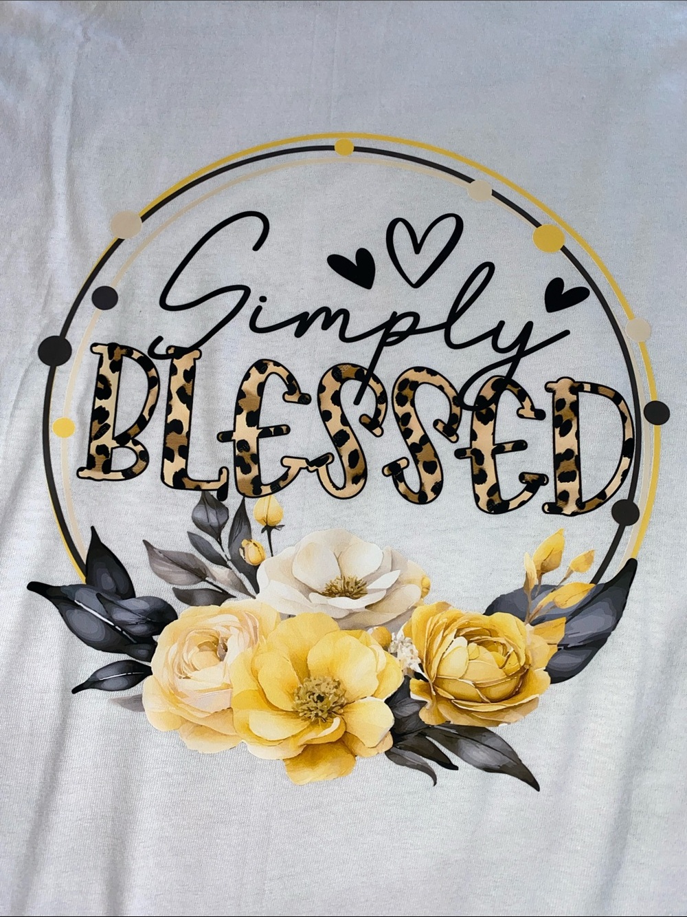 Simply Blessed Short Sleeve Tee - Yellow Floral Graphic